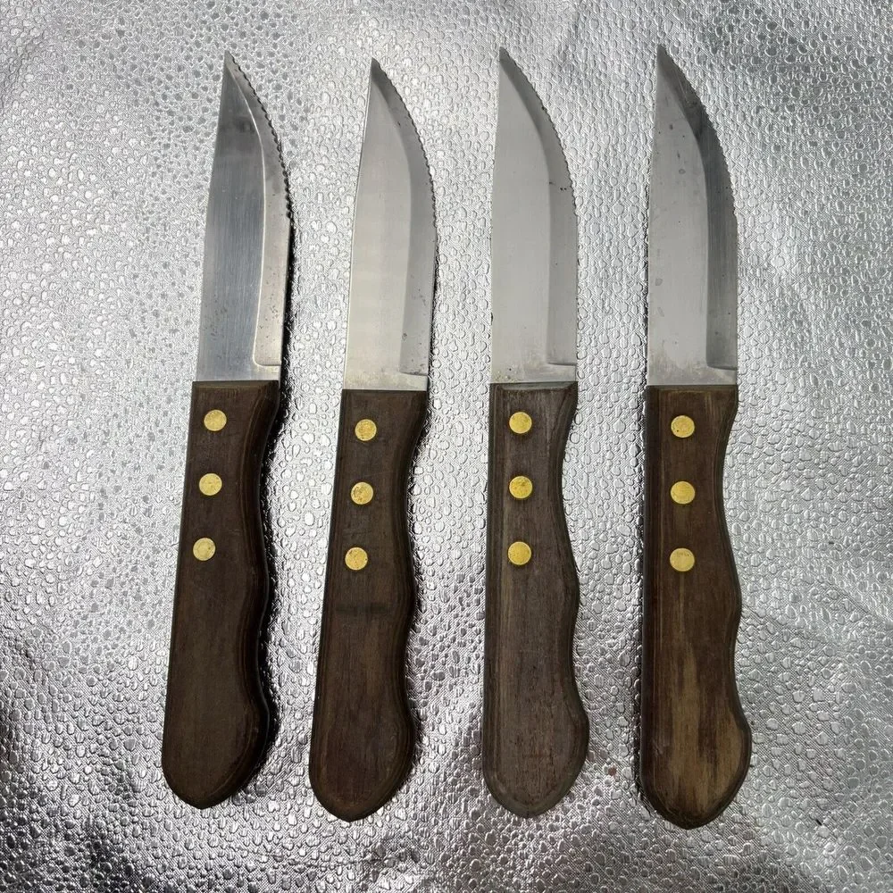 Tramontina 4 Set Steak Knives High Carbon Stainless Wood Handle 4.75